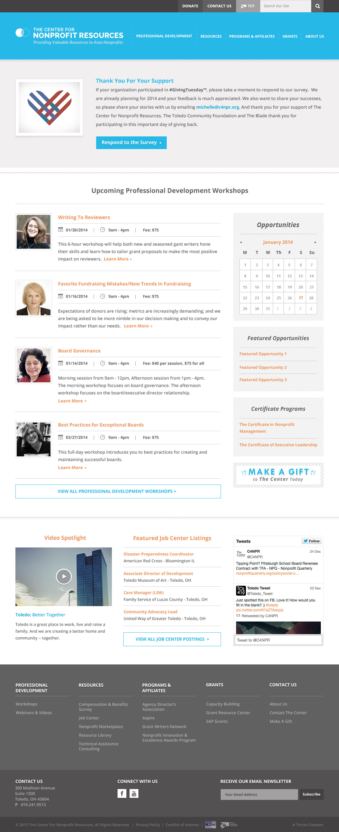 Center For Nonprofit Resources Homepage Design